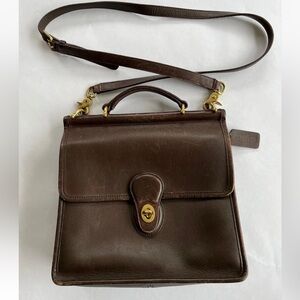 Vintage Coach Brown Leather Court Willis Bag No. F13-9927 Crossbody, Top Handle